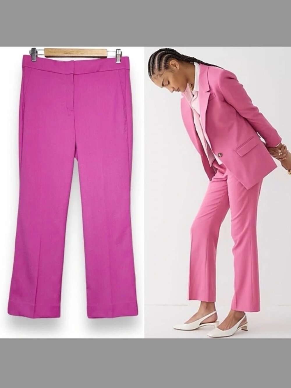 EUC J. Crew Pink Willa Cropped Flare Wool Trousers in Size 12 - Picture 4 of 15